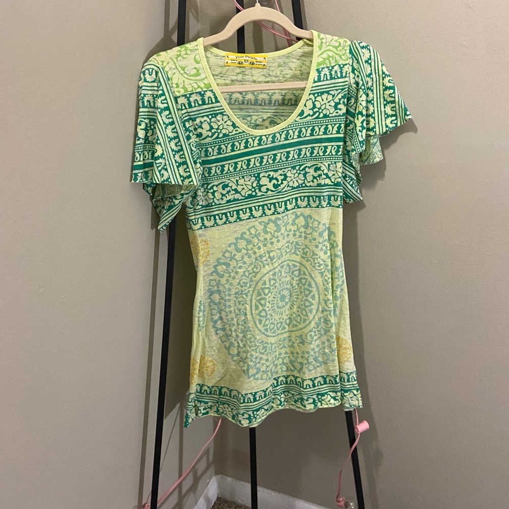 Free People Flutter Sleeve Printed Sundress